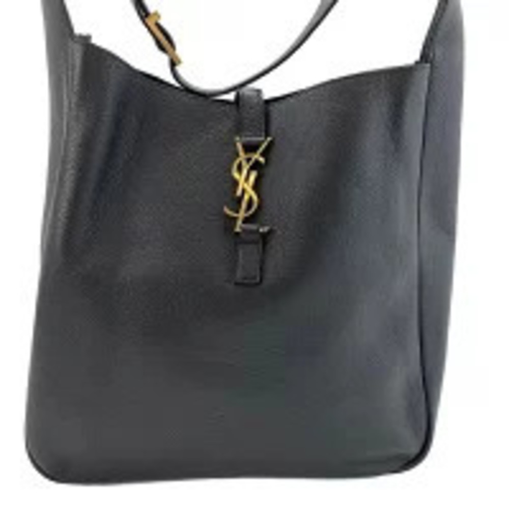 Saint Laurent Yves Leather Le Sancassette Shoulder Bag Black